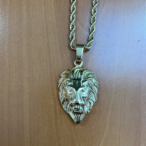 Stainless Steel Lion Face Rope Chain 24 inch Classic Men Dad Boy Biker Necklace - Picture 3 of 5
